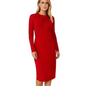 Jason Wu Collection Red Twist Front Long Sleeve Midi‎ Dress
